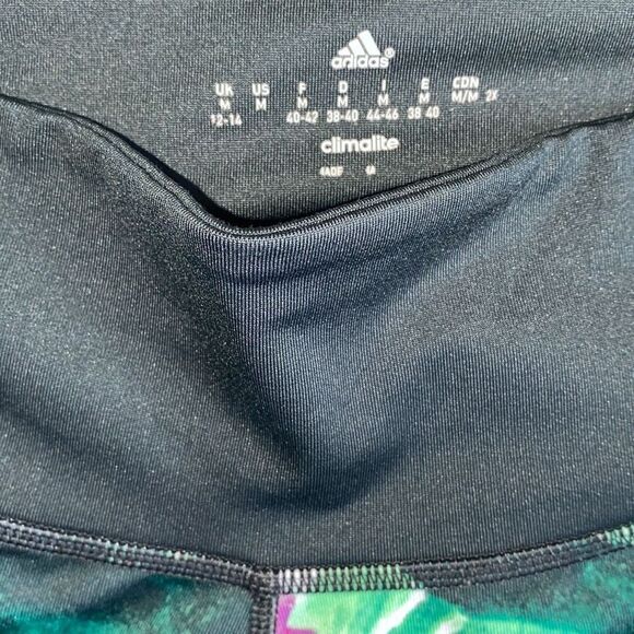 Adidas Climalite Compression Workout Leggings Cropped 21” Inseam Black Multi M - Picture 8 of 9